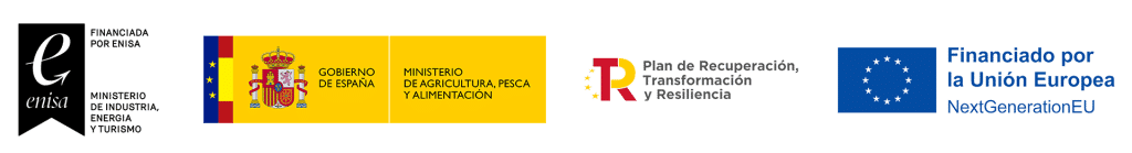 Logos of ENISA – Ministerio de Industria, Energía y Turismo; Government of Spain – Ministerio de Agricultura, Pesca y Alimentación; Recovery, Transformation and Resilience Plan; and Funded by the European Union NextGenerationEU